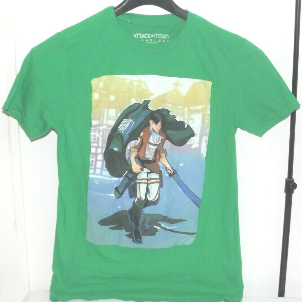 Attack On Titan Anthology AFUA Graphic Tee Adult Green T-Shirt  Size Small